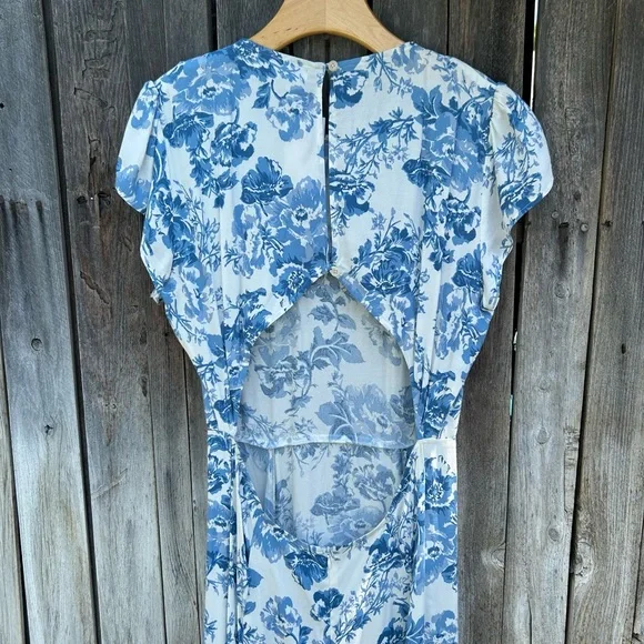 Reformation Gavin Midi Dress Olympia Floral Blue White 12 - Picture 11 of 16